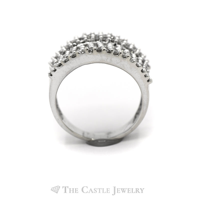 2CTTW Eight Rows of Round and Baguette Diamonds Ring in 14KT White Gold