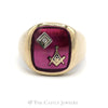 Men's Square & Compass Masonic Ring with Diamond Accent in 10k Yellow Gold - Thumbnail 1