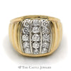Men's 3/4cttw Diamond Cluster Ring in 10k Yellow Gold Ridged Mounting - Thumbnail 1