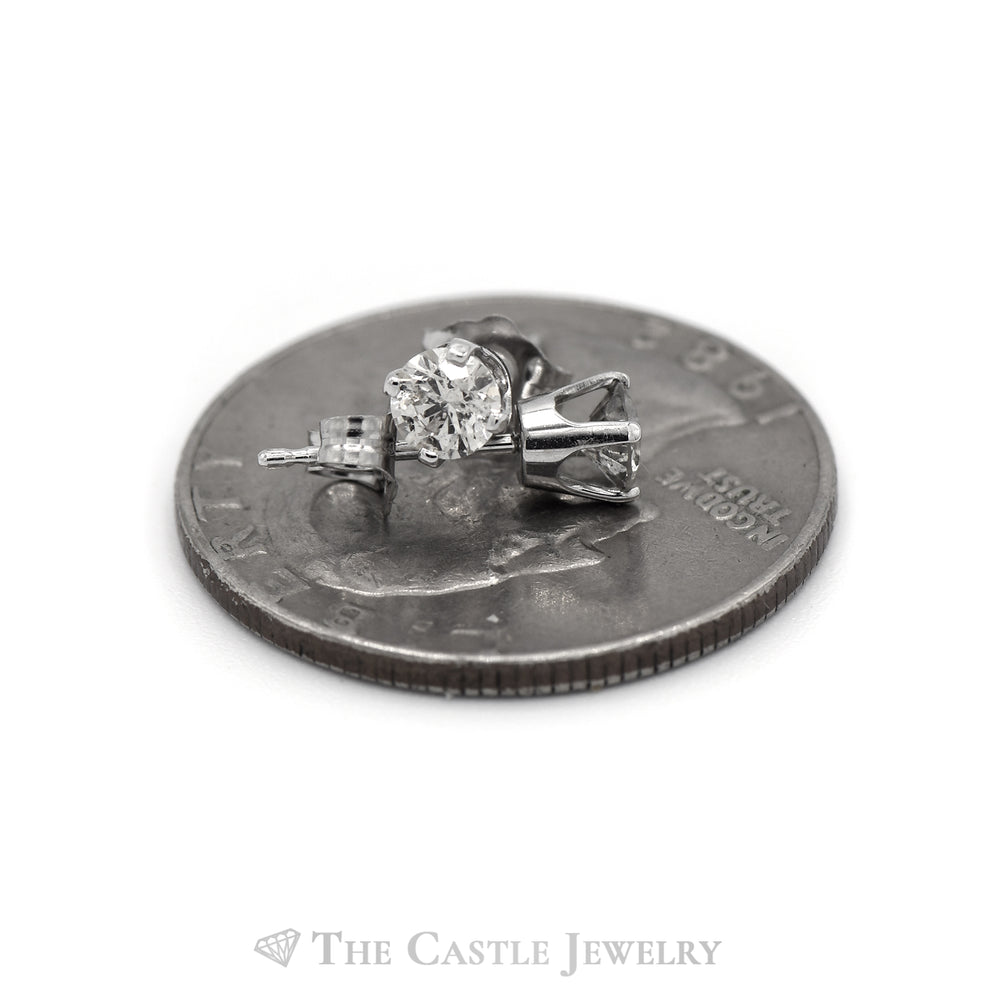 Round Brilliant Cut Diamond Stud Earrings - 1/2 Carat Total Weight