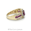 1CTTW Round Diamond and Ruby Ring in 10KT Yellow Gold - Thumbnail 3