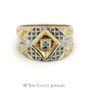 Men's Illusion Set Diamond Ring in 14k Split Nugget Yellow Gold Mounting - Thumbnail 1