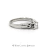 3 Stone Round Diamond Engagement Ring Fancy Cathedral Mounting in 14K White Gold - Thumbnail 3
