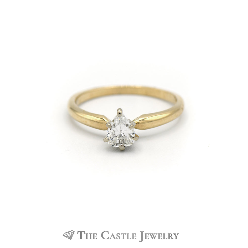 1/2cttw Pear Cut Diamond Solitaire Engagement Ring in 14K Yellow Gold