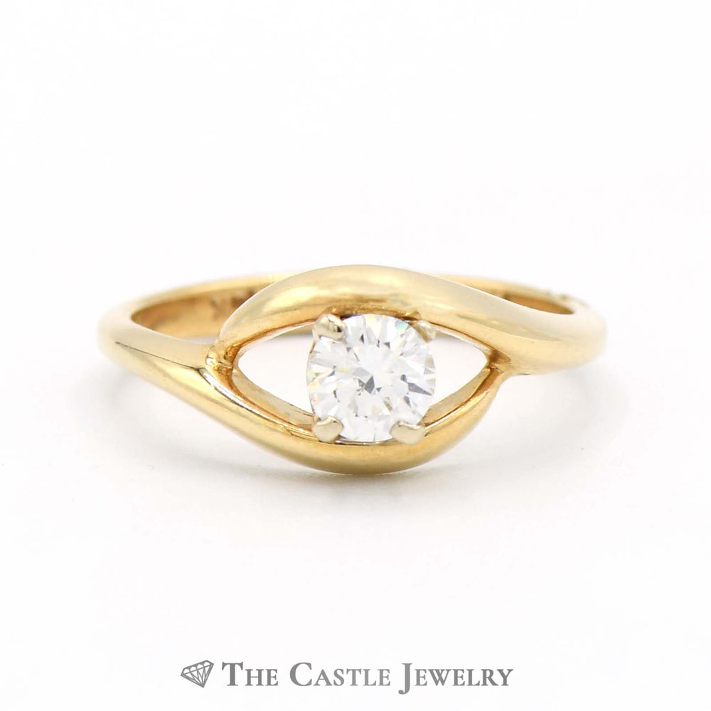 .40ct Round Diamond Solitaire in 14k Yellow Gold Open Eye Shape