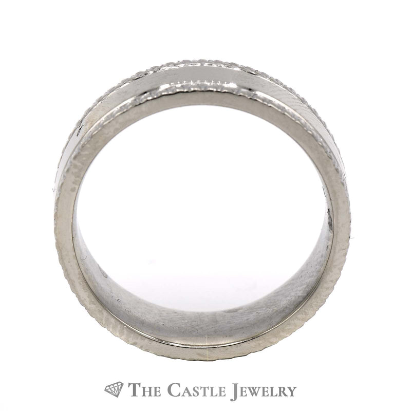 7mm Polished Wedding Band with Diamond Cut Edge in 14k White Gold