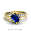 Emerald Cut Tanzanite Ring with Diamond Band in 18K Yellow Gold - Thumbnail 1