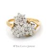3/4cttw Triple Flower Cluster Ring in 14k Yellow Gold Split Shank Setting - Thumbnail 1