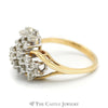 3/4cttw Triple Flower Cluster Ring in 14k Yellow Gold Split Shank Setting - Thumbnail 3