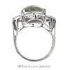 Oval Fantasy Cut Green Quartz Ring with Curved Flower Design Diamond Bezel in 14k White Gold - Thumbnail 2