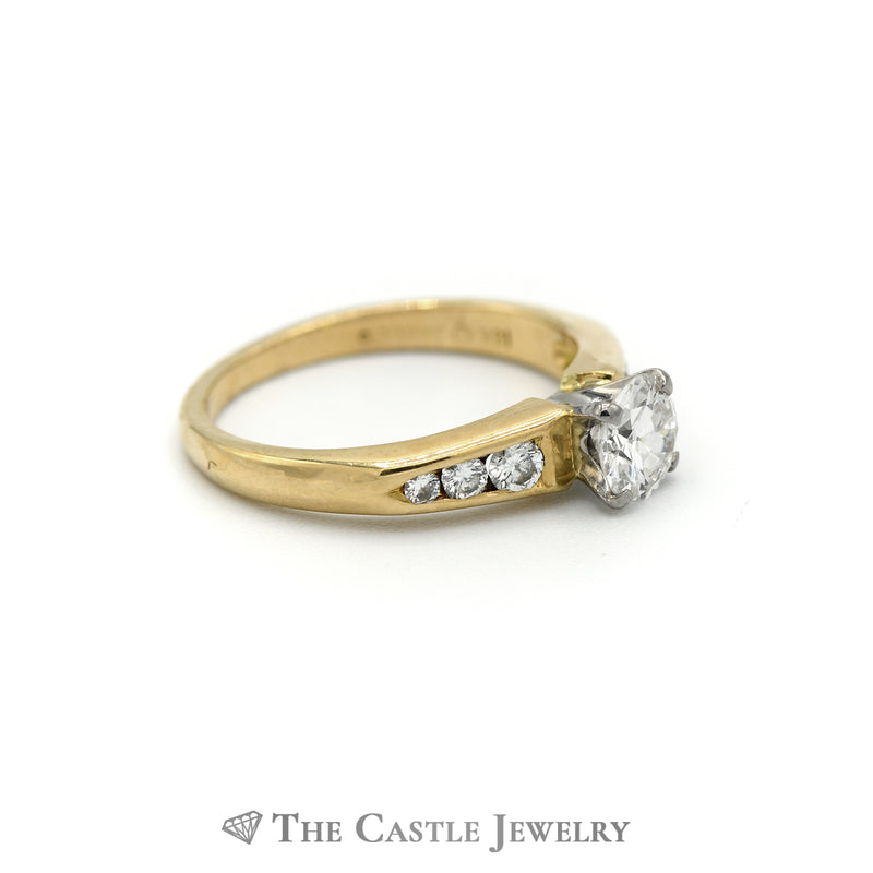 Round Diamond Engagement Ring with Channel Set Accents