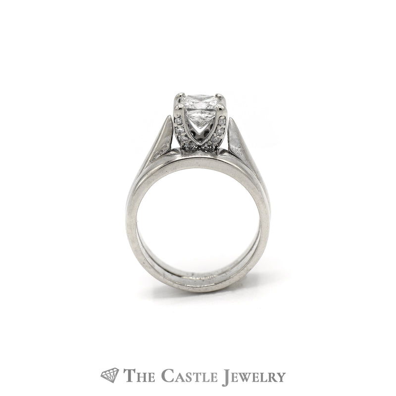 Princess Cut Diamond Solitaire Bridal Set in 14k White Gold