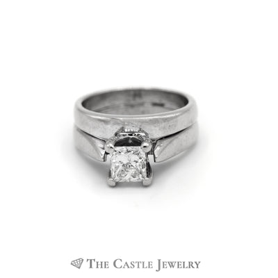 Princess Cut Diamond Solitaire Bridal Set in 14k White Gold