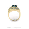 Heart Shaped Blue Topaz Ring with Heart Shaped Diamond Halo in 14KT Yellow Gold - Thumbnail 2