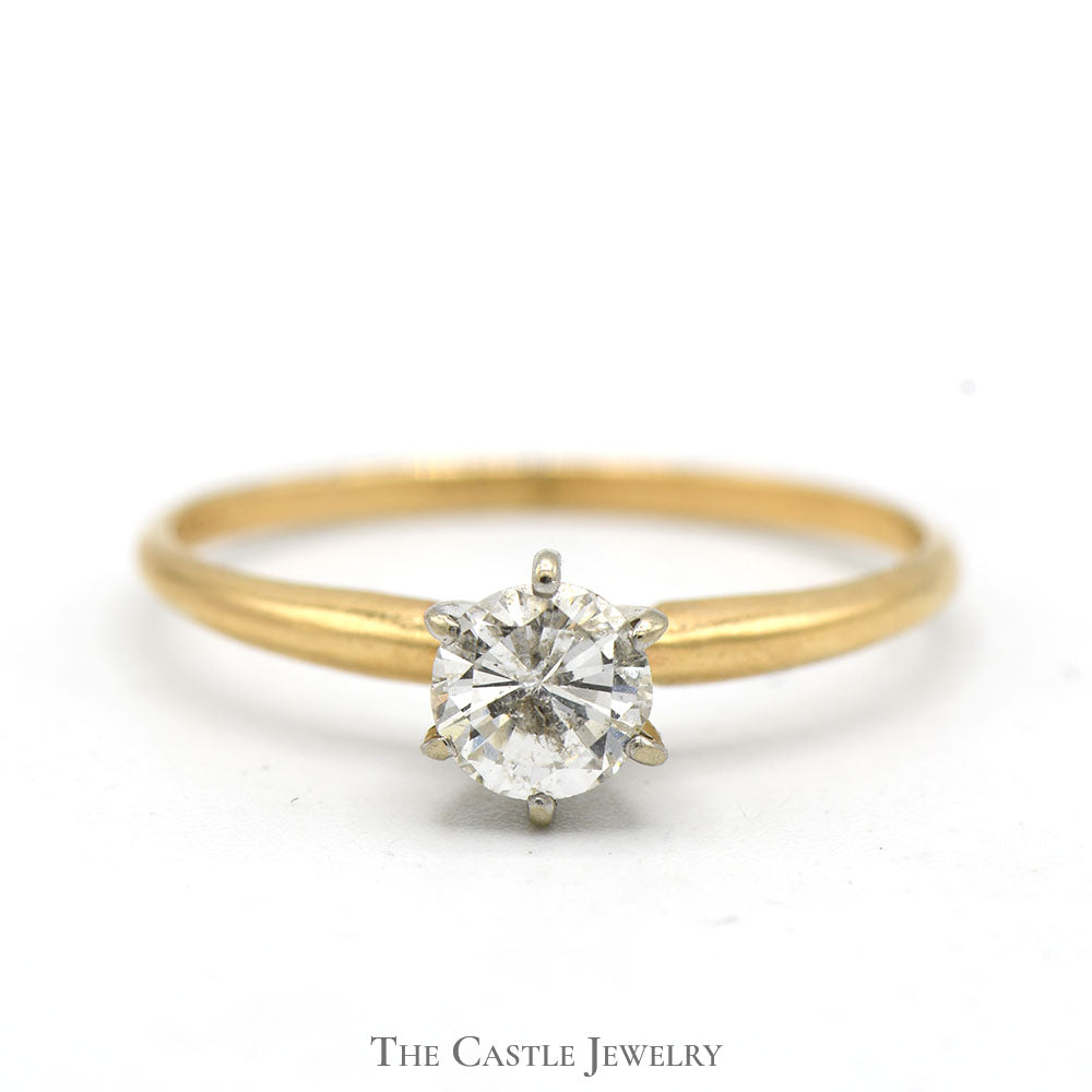 .60ct Round Diamond Solitaire Engagement Ring in 14k Yellow Gold 6 Prong Tiffany Mounting