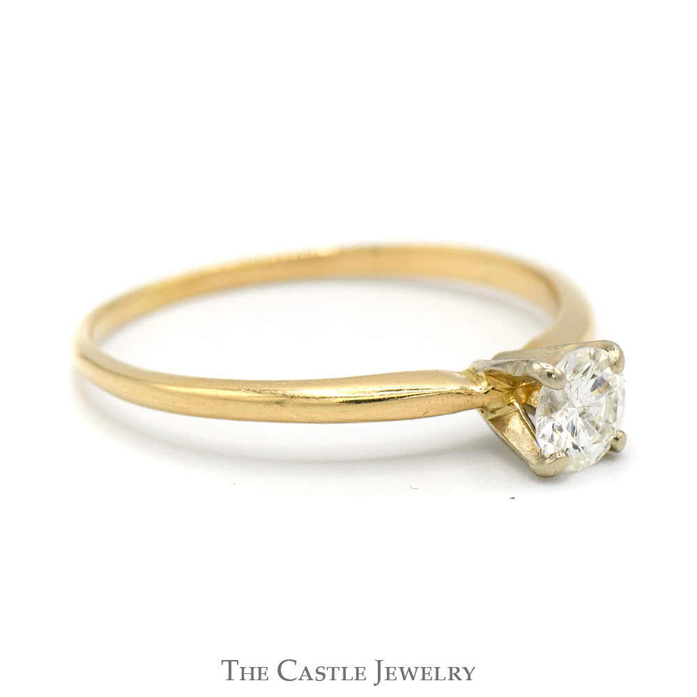 1/2ct Round Diamond Solitaire Engagement Ring in 14k Yellow Gold Tiffany Mounting