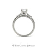 3/4cttw Flawless Diamond Engagement Ring with Baguette Accents in 14K White Gold - Thumbnail 2