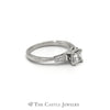3/4cttw Flawless Diamond Engagement Ring with Baguette Accents in 14K White Gold - Thumbnail 3