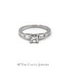 3/4cttw Flawless Diamond Engagement Ring with Baguette Accents in 14K White Gold - Thumbnail 1