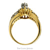 Marquise Cut Diamond Ring with Diamond Halo in 14k Yellow Gold Bypass Mounting - Thumbnail 2