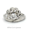 Antique Old European Cut 3/4cttw Diamond Fan Ring in 14K White Gold - Thumbnail 1