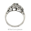 Antique Old European Cut 3/4cttw Diamond Fan Ring in 14K White Gold - Thumbnail 2