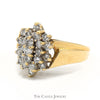 Oval Shaped 1cttw Diamond Cluster Ring with Open Ridged 14k Yellow Gold Setting - Thumbnail 3