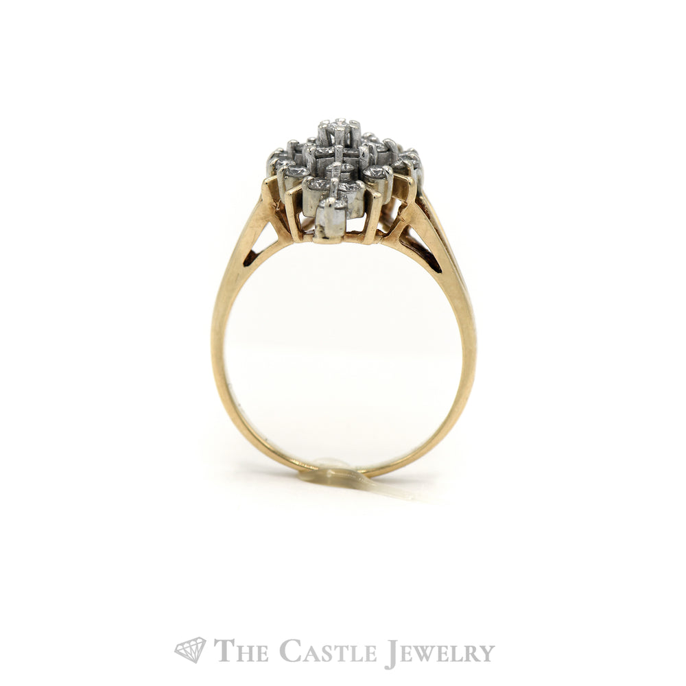 Snowflake Shape Diamond Cluster Ring in 14KT Yellow Gold