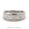 Men's Brushed & Polished 3 Princess Cut Diamond Wedding Band in 14K White Gold - Thumbnail 1