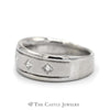 Men's Brushed & Polished 3 Princess Cut Diamond Wedding Band in 14K White Gold - Thumbnail 3