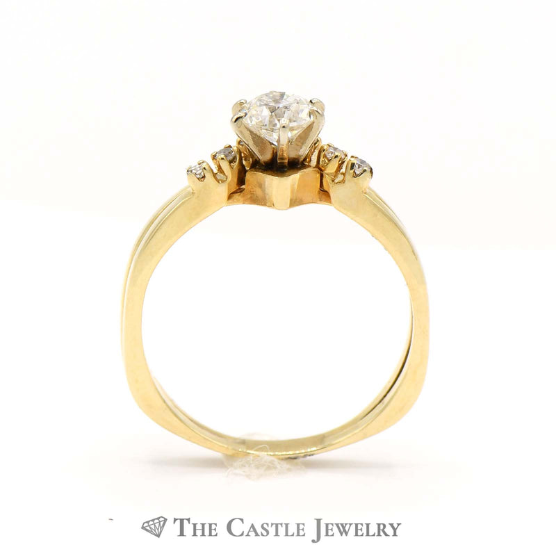 1/2cttw Old European Cut Diamond "V" Shaped Soldered Bridal Set in 14k Yellow Gold
