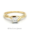 Princess Cut Diamond Solitaire Engagement Ring with Cross Over Design in 14k Yellow Gold - Thumbnail 1