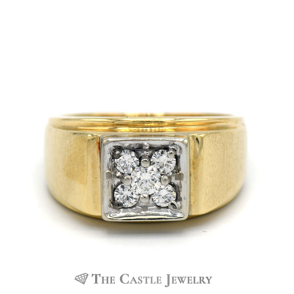 14K Gold Wide Brushed Channel Diamond Ring