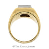 Square Shaped 5 Round Diamond Cluster Ring with Brushed Design in 14k Yellow Gold - Thumbnail 2