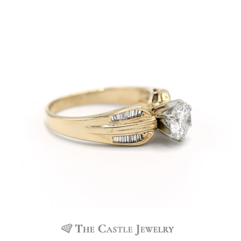 Round Brilliant Cut Diamond with Channel Set Diamond Accents