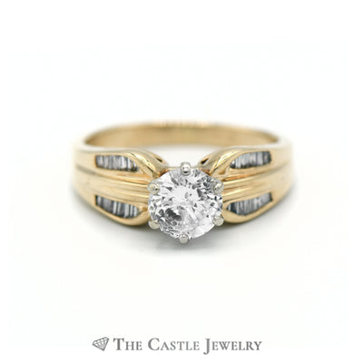 Round Brilliant Cut Diamond with Channel Set Diamond Accents