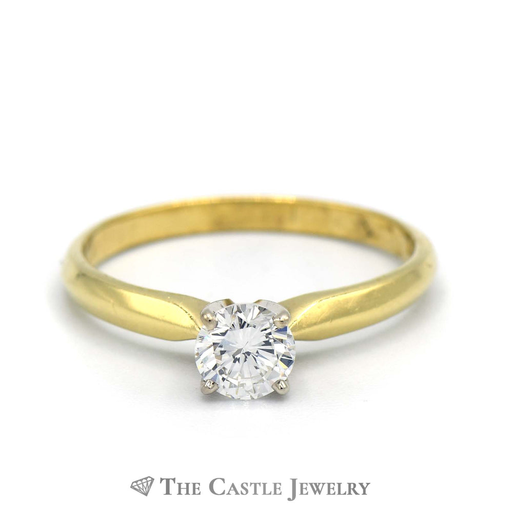 Round Brilliant Cut 1/2ct Diamond Engagement Ring SI1 G/H in 18K Yellow Gold