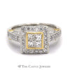 Quad Diamond Cluster Engagement Ring with Halo & Accents in 18k Two-Tone Gold - Thumbnail 1