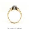 Round Brilliant Cut Diamond Solitaire Ring with Accented Sides - Thumbnail 2