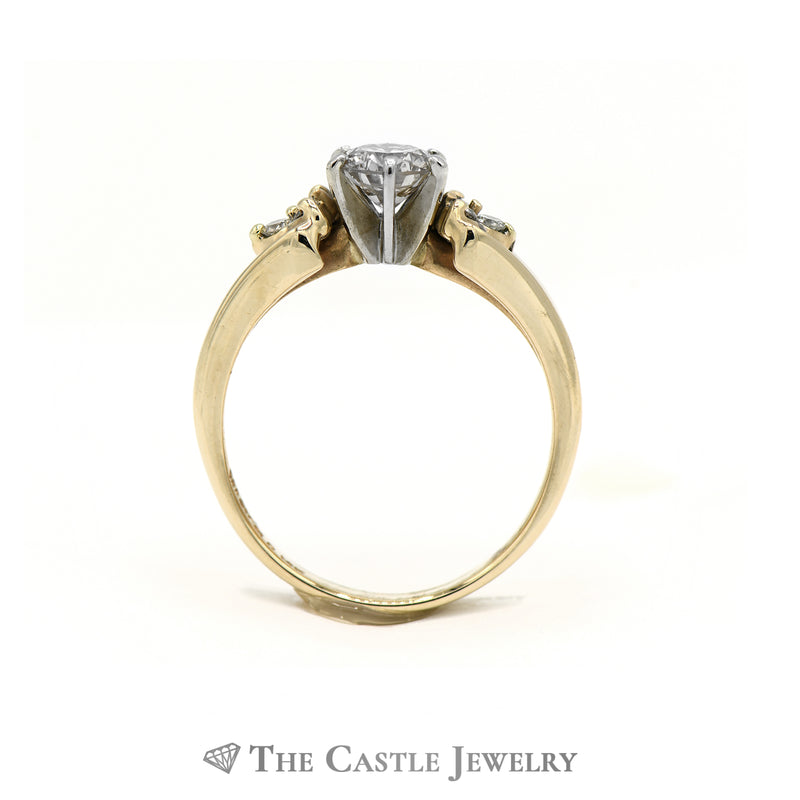 Round Brilliant Cut Diamond Solitaire Ring with Accented Sides