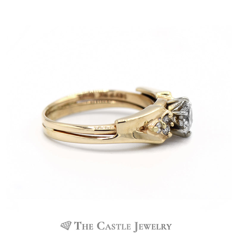 Round Brilliant Cut Diamond Solitaire Ring with Accented Sides