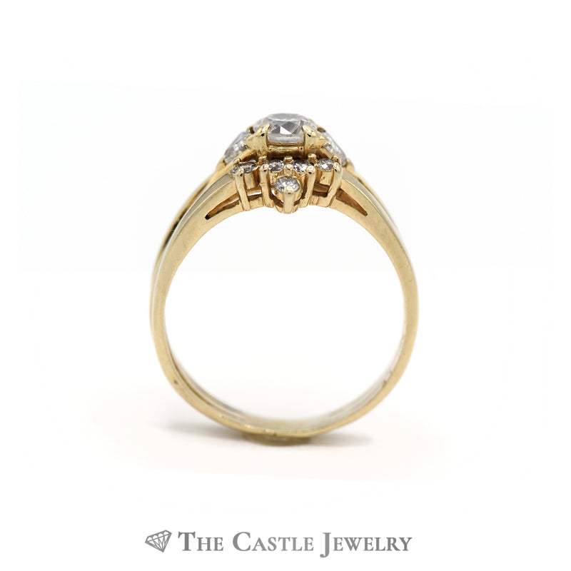 Diamond Bridal Set with Two Soldered Bands in 14k Yellow Gold