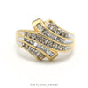 Channel Set Baguette and Round Diamond Cluster Ring in 10k Yellow Gold Swirled Setting - Thumbnail 1