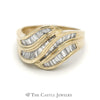 Channel Set Baguette Cut Diamond Free Form Wave Band in 14k Yellow Gold - Thumbnail 1