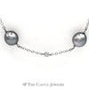Gray Tahitian Pearl & Diamond Necklace In 18K White Gold - Thumbnail 2