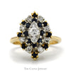 Marquise Shaped Sapphire & Diamond Cluster Ring in 14k Yellow Gold - Thumbnail 1
