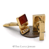 Rectangle Orange Sardonyx Cuff Links with Channel Set Diamonds in 14K - Thumbnail 2