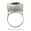 Oval Quartz Ring in Large Etched Open Raised Rectangle Design in 14K Two Tone Gold - Thumbnail 2