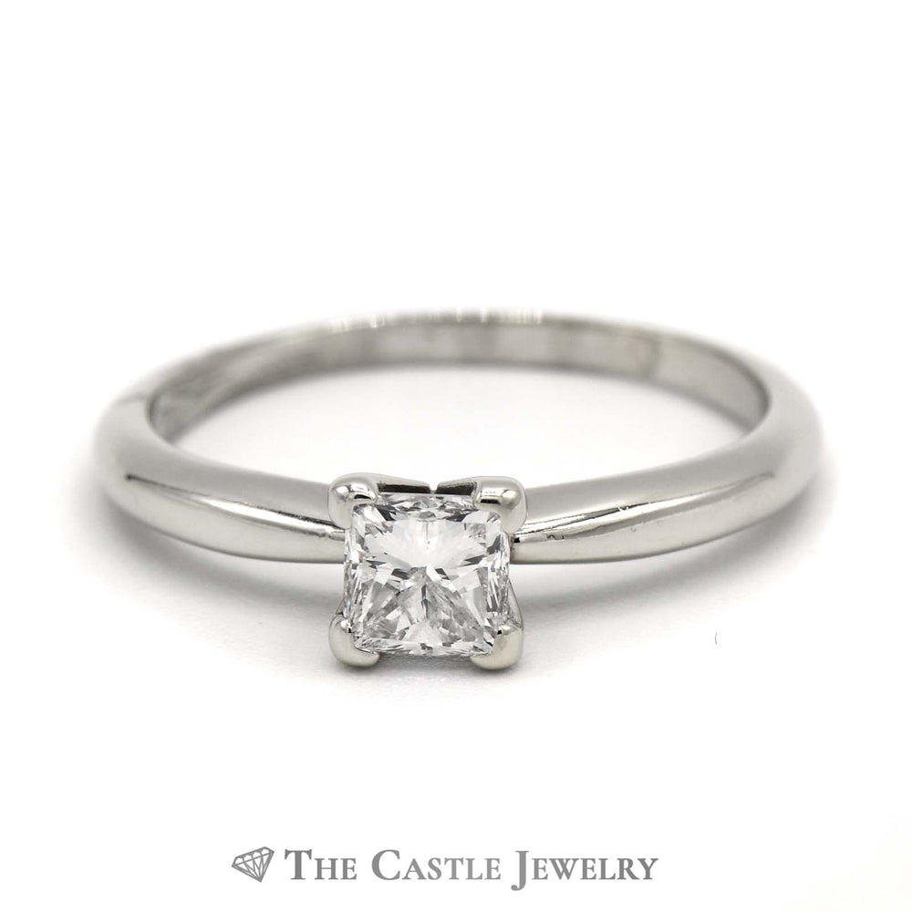 Princess Cut Diamond Solitaire .55ct Engagement Ring in 14K White Gold