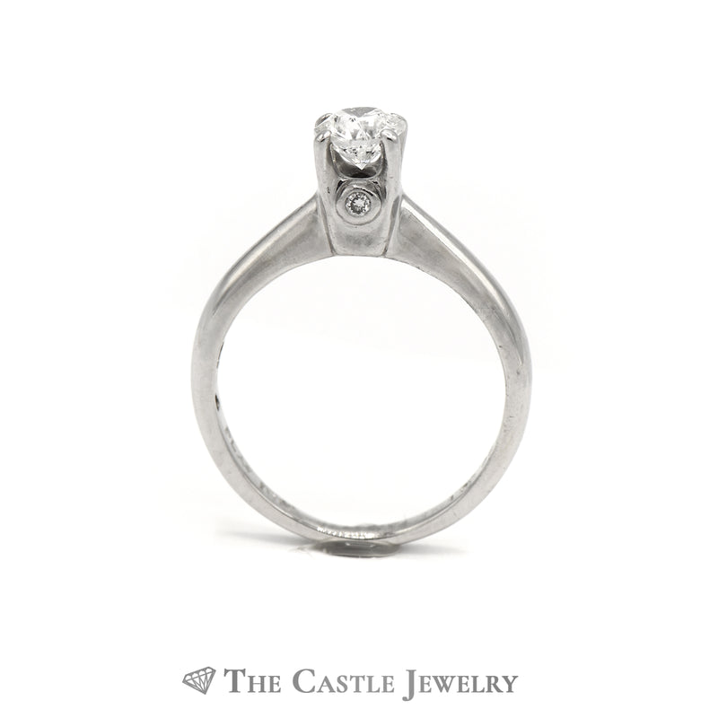 1/2 Carat Diamond Solitaire with Surprise Diamond Accents in 18K White Gold